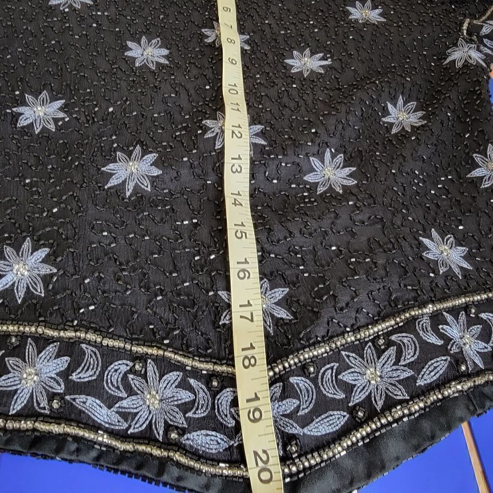 Cote D Azur Bead Embellished Cropped Silk Blouse Size Medium - Picture 5 of 13